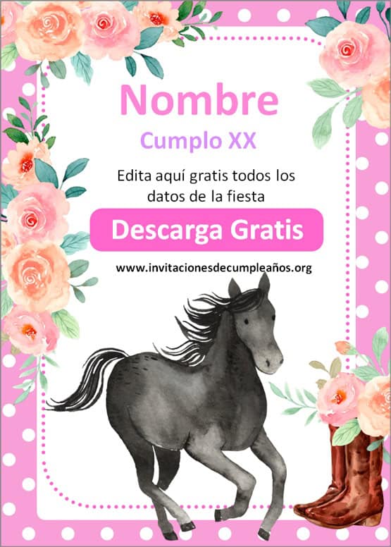 Invitaciones de Caballos cumpleaños